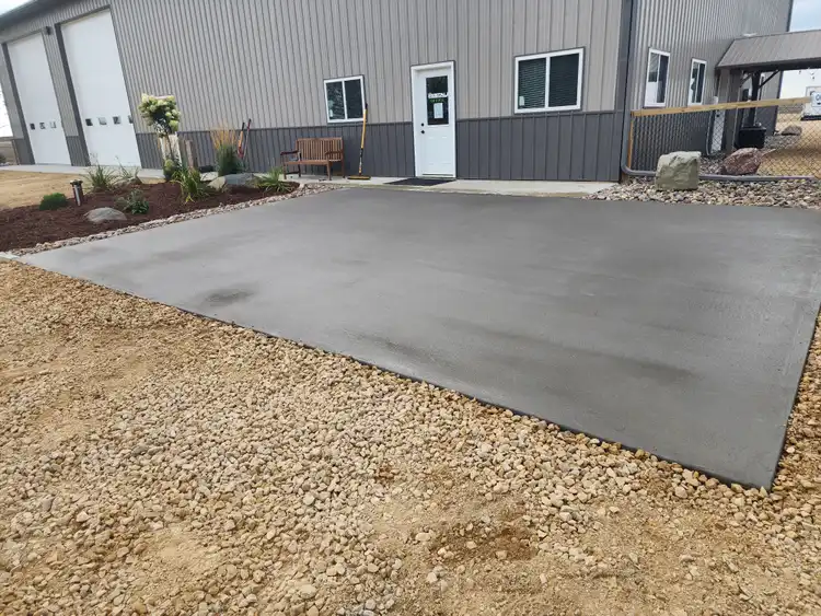Commercial concrete pad fresh pour at agricultural facility